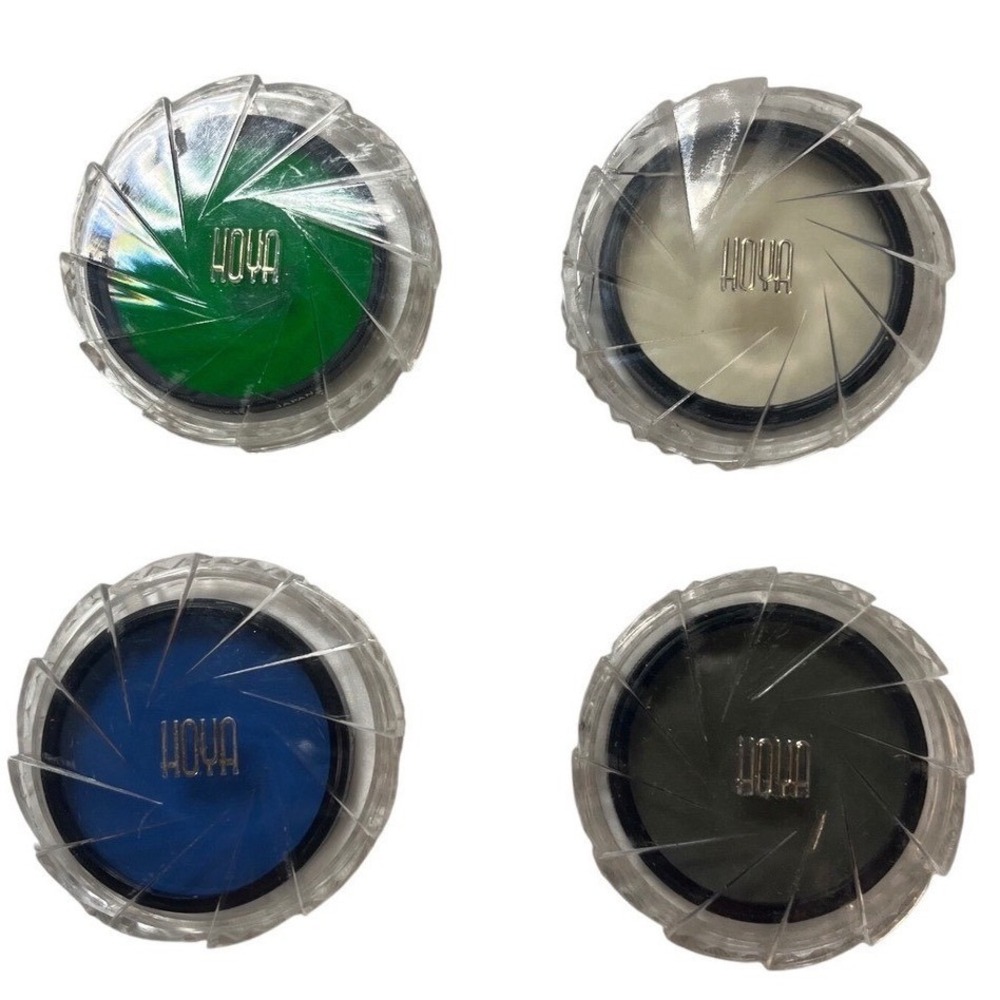 Hoya Camera Lens Filter Set of 4 Green Blue Clear Grey Japan with Cases